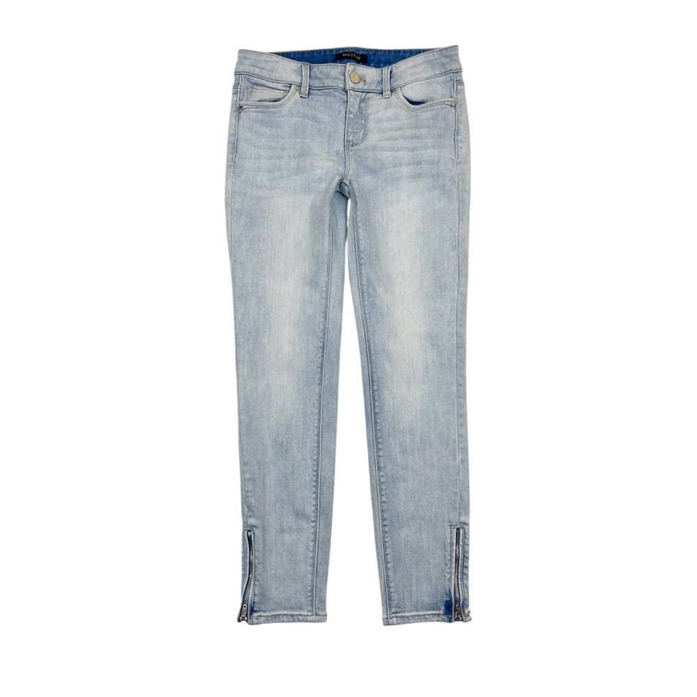 WHBM Zip Hem Skinny Crop Jeans Light Wash Blue Size 0